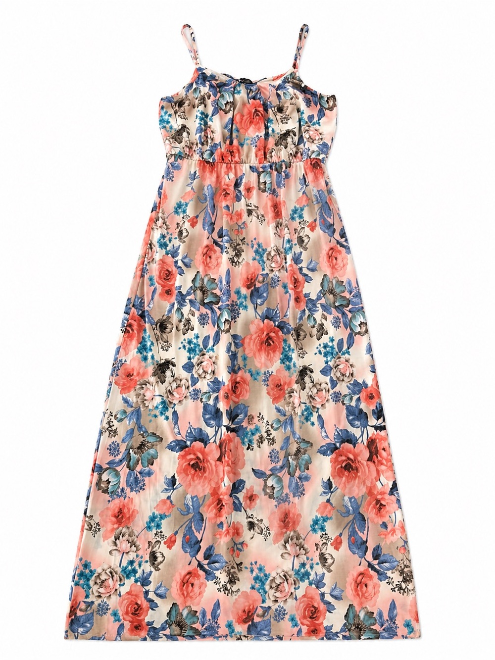 Naif Floral Maxi Dress Women L Pink Blue Boho Spring Summer Flowy
